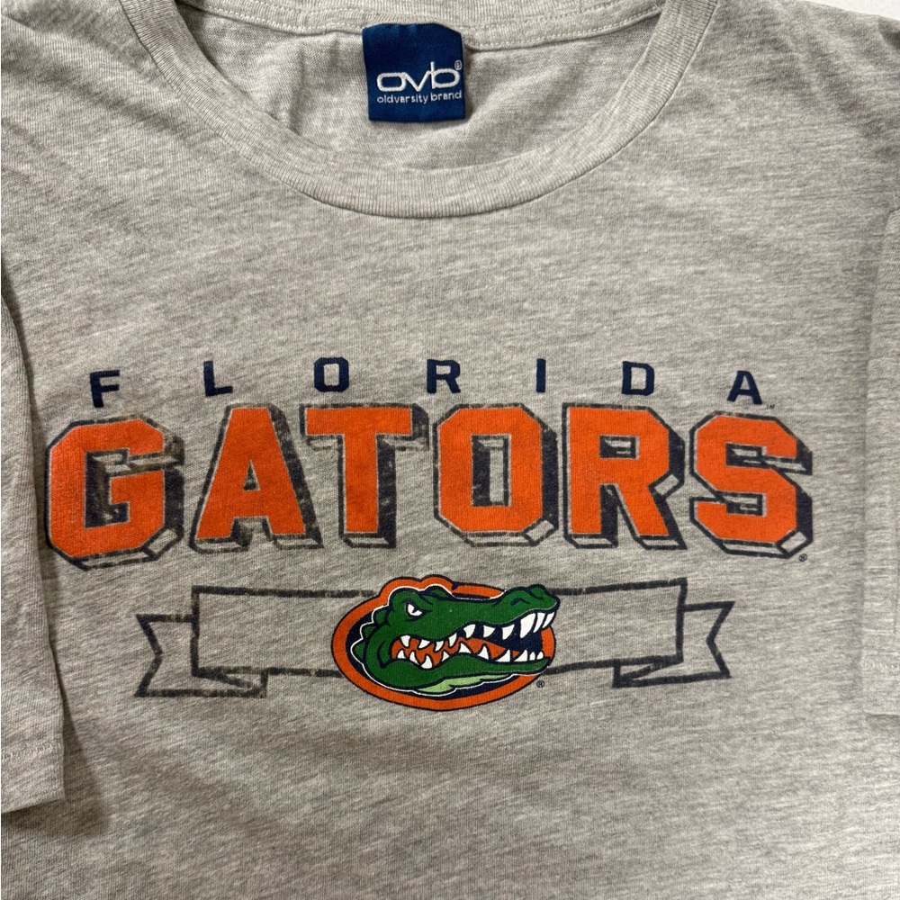Florida Gators T Shirt Gray Faded Distressed Old Varsity Brand OVB NCAA Women L